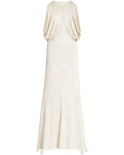 Rabanne Capelet Printed Jersey Maxi Dress - White