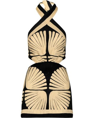 Johanna Ortiz River Ritual Twisted Halter Linen Mini Dress - Natural