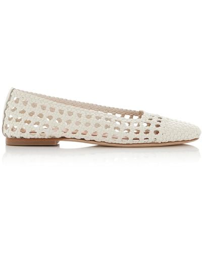 STAUD Nell Crocheted Leather Flats - White