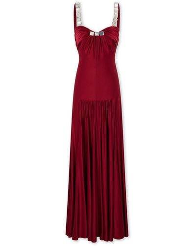 Rabanne Embellished Jersey Maxi Dress - Red