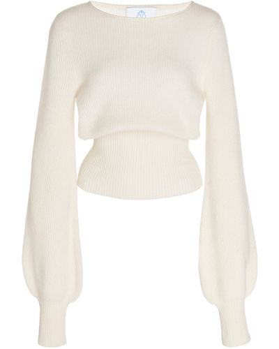 Rebecca de Ravenel Fitted Cashmere Sweater - White