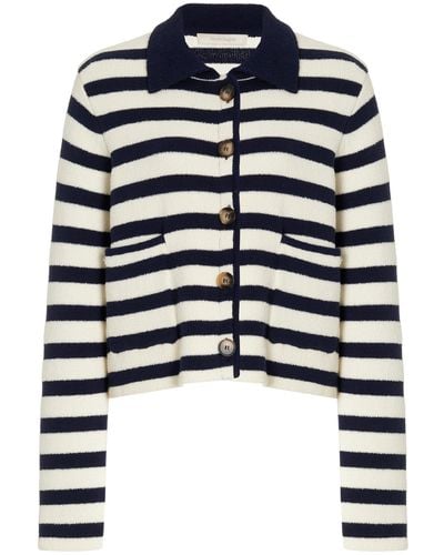 FAVORITE DAUGHTER Striped Knit Cotton-blend Jacket - Blue