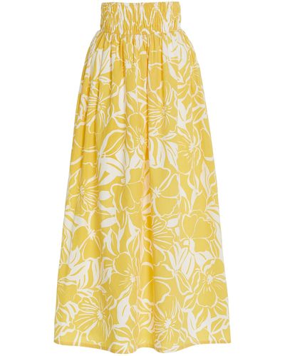 Faithfull The Brand Kiera Floral Cotton Poplin Midi Skirt - Yellow