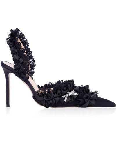 Mach & Mach Beauty Of Antoinette Silk Slingback Court Shoes - Black