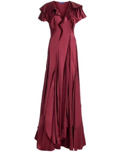 Ralph Lauren Josef Pleated Georgette Gown - Red