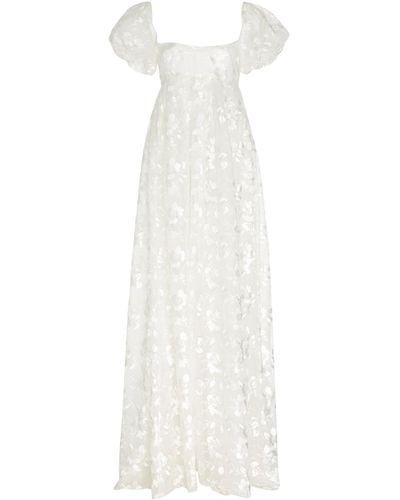 Brock Collection Embroidered Appliquéd Organza Maxi Dress - White