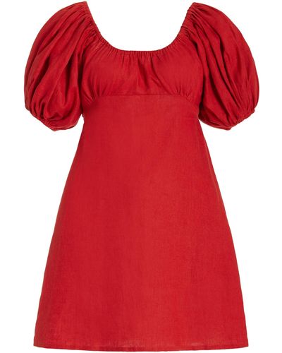 Posse Exclusive Dove Linen Mini Dress - Red