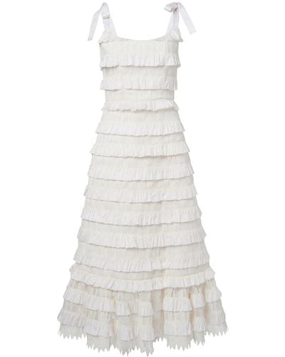 Markarian Annette Ruffle-trimmed Tiered Midi Dress - White