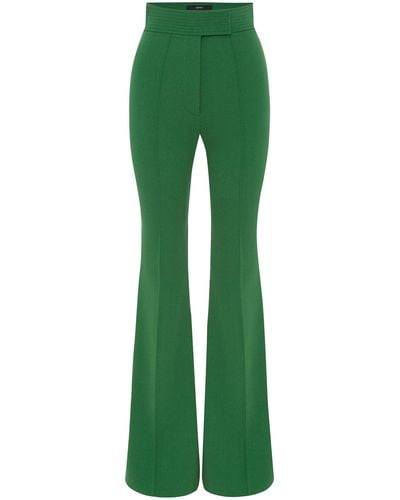 Alex Perry High-rise Flared Stretch Crepe Trousers - Green