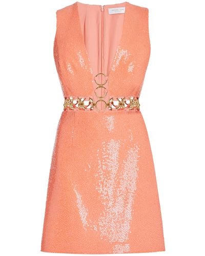 Michael Kors Ring-detailed Sequined Crepe Mini Dress - Pink