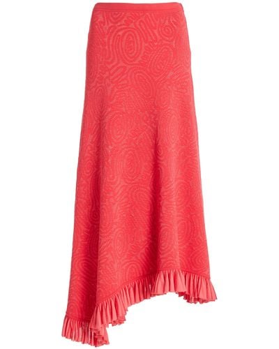 Ulla Johnson Josephine Ruffled Knit Maxi Skirt - Red