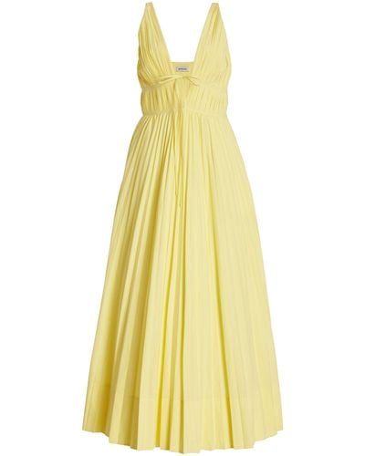 Jonathan Simkhai Stephanie Pleated Cotton-blend Midi Dress - Yellow
