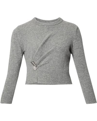 Erdem Draped Wool Sweater - Gray