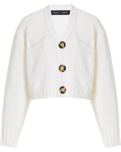 Proenza Schouler Sofia Cropped Knit Cotton-blend Cardigan - White