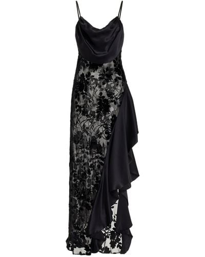 Rodarte Asymmetric Bias-cut Velvet Dress - Black