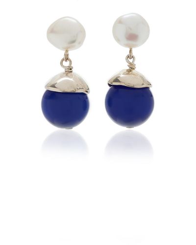 WOLF CIRCUS Maude Sterling Silver, Pearl, And Beaded Glass Earrings - Blue