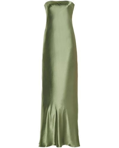 Third Form Tie-back Satin Strapless Maxi Slip Dress - Green