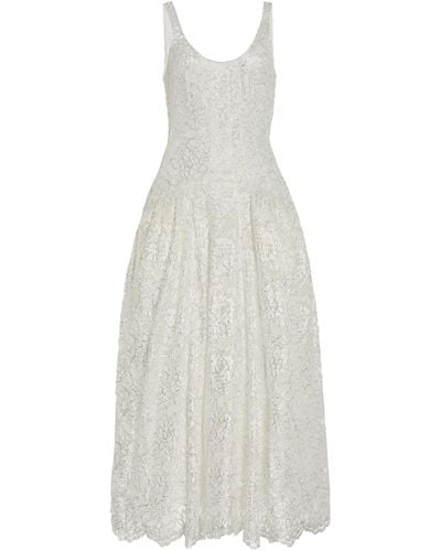 Simone Rocha Drop-waist Metallic Lace Maxi Dress - White