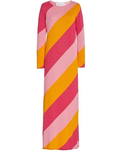 Carolina Herrera Striped Silk And Cotton-blend Maxi Dress - Multicolor