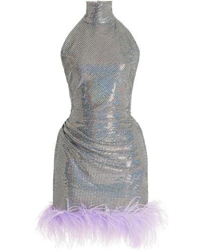 New Arrivals Vanessa In Les Bains Feather-trimmed Sequined Mini Dress - Gray