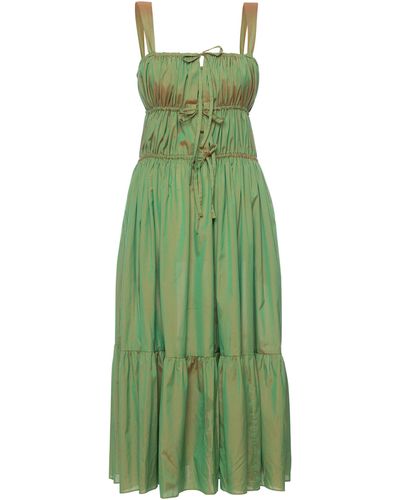 Lena Hoschek Antonella Ruched Cotton Midi Dress - Green