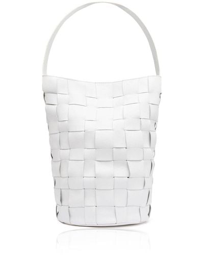 St. Agni Woven Leather Bucket Bag - White