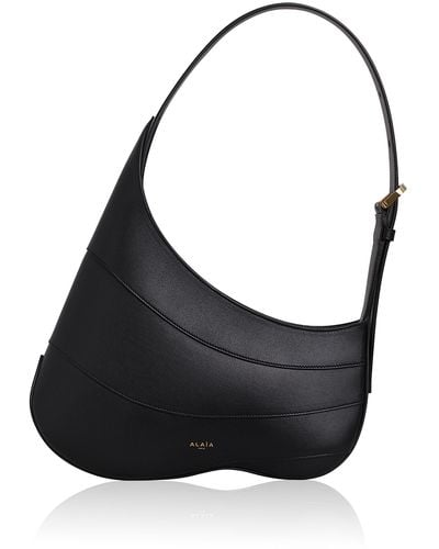 Alaïa Djinn Wave Leather Shoulder Bag - Black