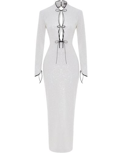 Rasario Sequined Cutout Maxi Dress - White