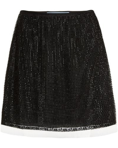Prada Crystal-embellished Tulle Mini Skirt - Black