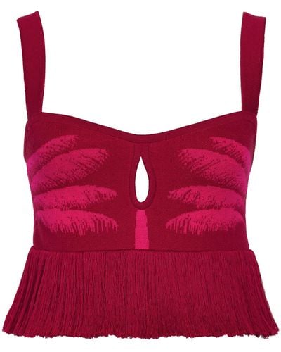 Johanna Ortiz Nativa Chan Chan Cotton Cropped Top - Red