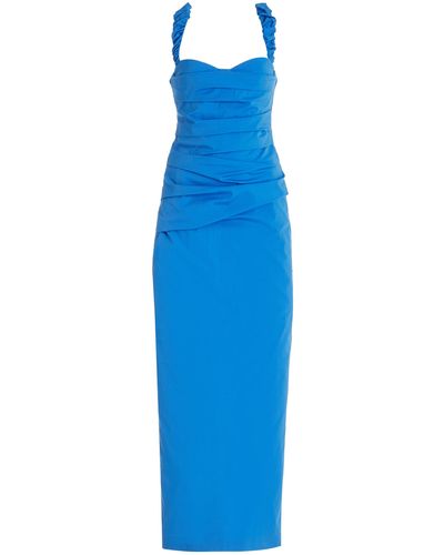 Sir. The Label Azul Ruched Balconette Maxi Dress - Blue