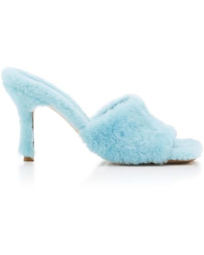 Bottega Veneta Stretch Fur Mule Sandals - Blue