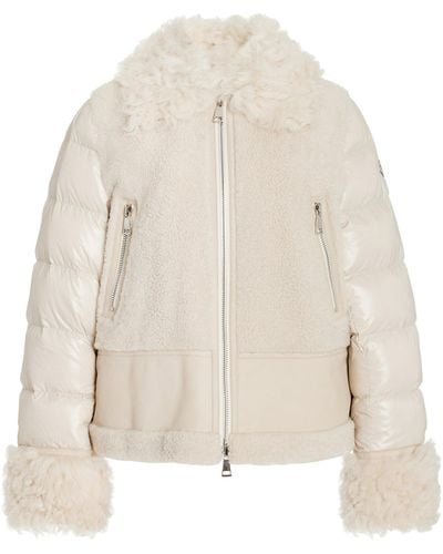 Moncler Gaillands Shearling-trimmed Leather Down Jacket - Natural