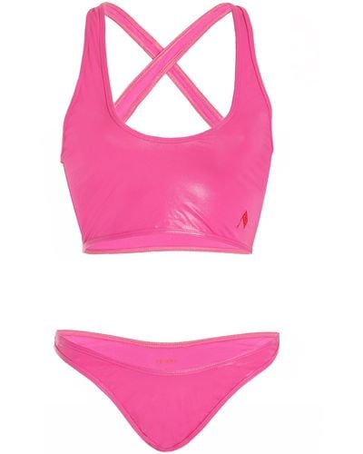 The Attico Asymmetric Bikini Set - Pink