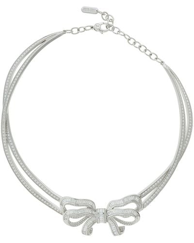 Judith Leiber Bow Double Pave Necklace - Metallic