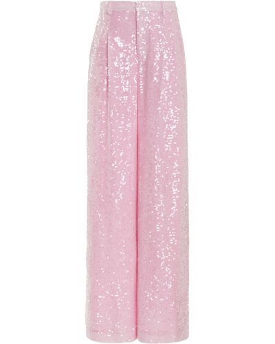 LAPOINTE Pleated Wide-leg Sequined Pants - Pink