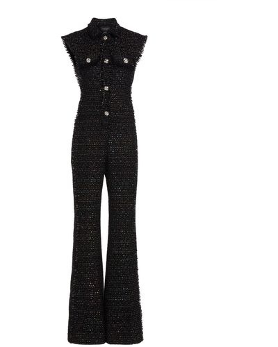 Giambattista Valli Wide-leg Tweed Jumpsuit - Black