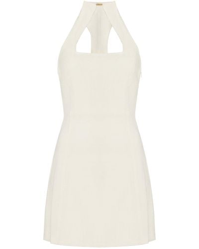 Cult Gaia Akaia High Collar Linen-blend Mini Dress - White