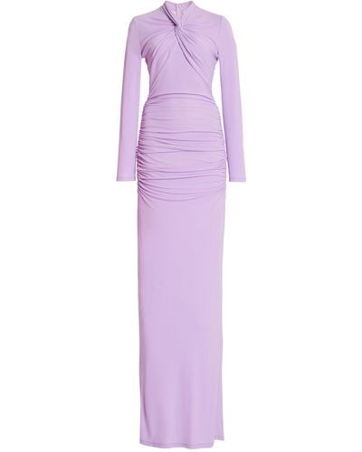 Carolina Herrera Twisted Stretch Wool Maxi Dress - Purple
