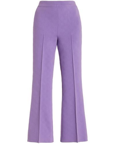 High Sport Exclusive Kick Stretch-cotton Knit Cropped Flared Trousers - Purple