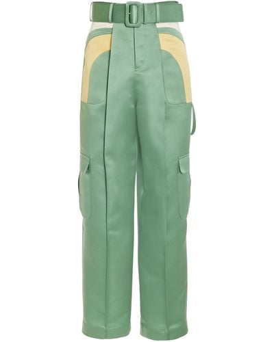 Rosie Assoulin Surf Silk Cargo Pants - Green