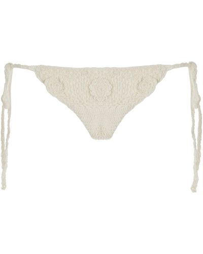 Cloe Cassandro Crocheted Cotton Bikini Bottom - White