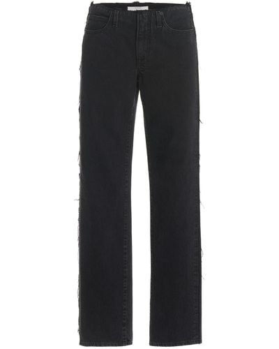 SLVRLAKE Denim Sophie Raw-edge Rigid Mid-rise Long Straight-leg Jeans - Black