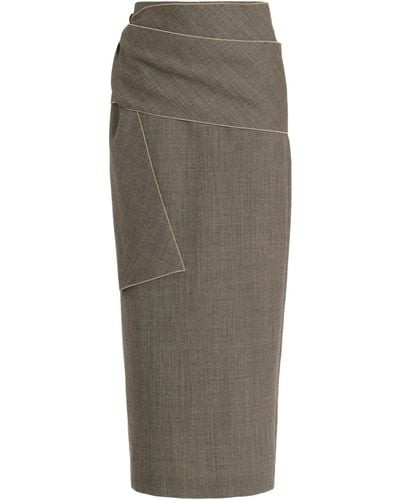 The Row Laz Wrapped Wool-blend Maxi Pencil Skirt - Grey