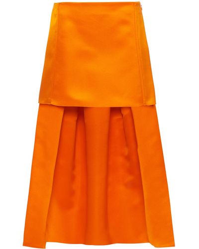 Prada Silk Duchess Satin Mini Skirt - Orange