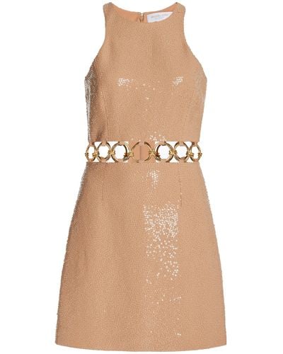 Michael Kors Ring-detailed Sequined Crepe Mini Dress - Natural