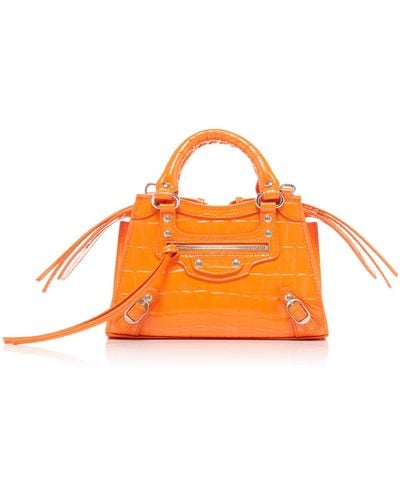 Balenciaga Neo Classic City Mini Croc-effect Leather Bag - Orange