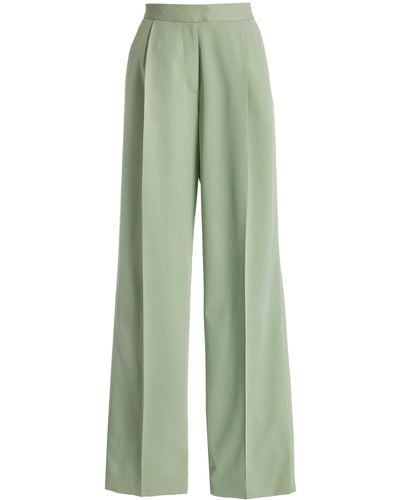 Oscar de la Renta High-rise Silk Georgette Wide-leg Pants - Green