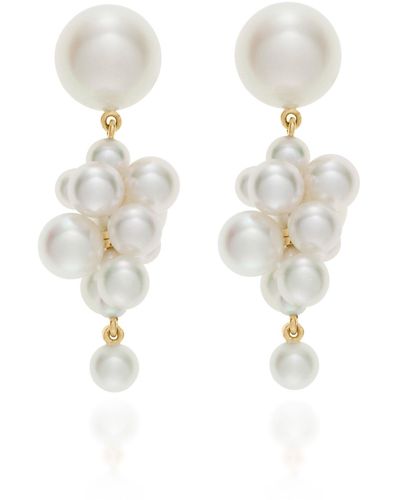 Sophie Bille Brahe Botticelli 14k Gold And Pearl Earrings - White
