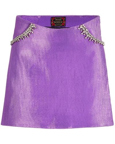 Miss Sohee Exclusive Lamé Mini Skirt - Purple